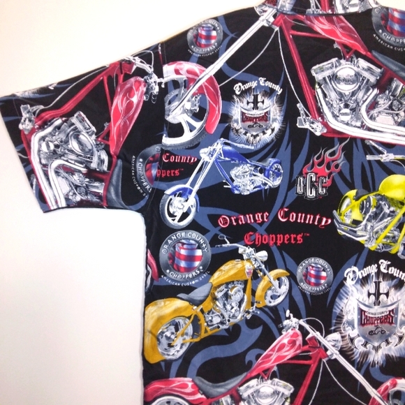 Vintage Orange County Chopper Short Sleeve Button Down Men's Size Large - Picture 9 of 12